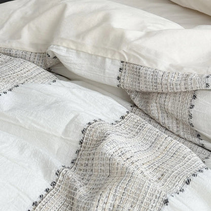 Textured Woven Stripe Washed Cotton Bedding Set