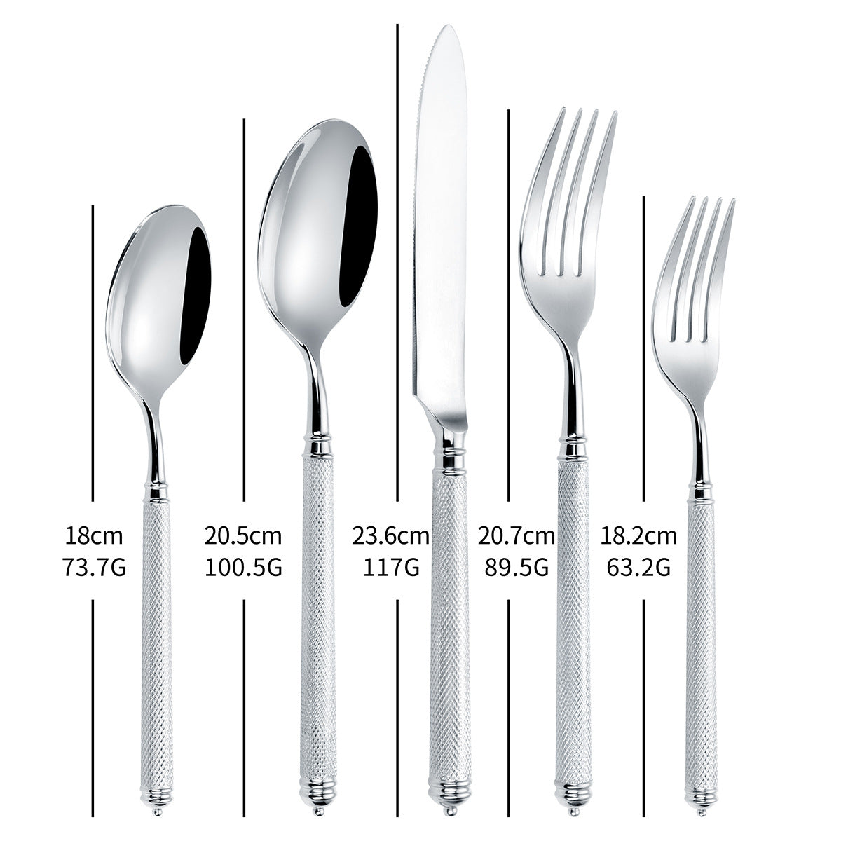 Naila Silver Textured Handle Stainless Steel Cutlery Set