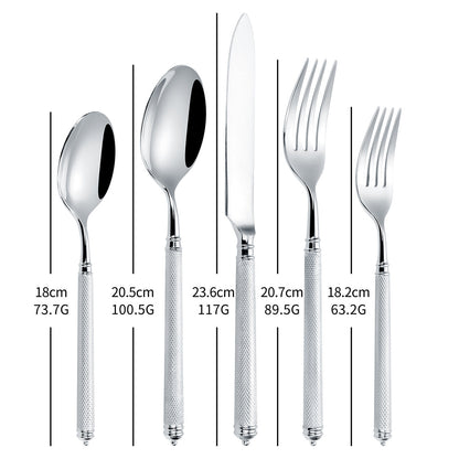 Naila Silver Textured Handle Stainless Steel Cutlery Set