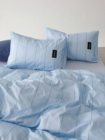 Crisp Pinstripe Washed Cotton Bedding Set