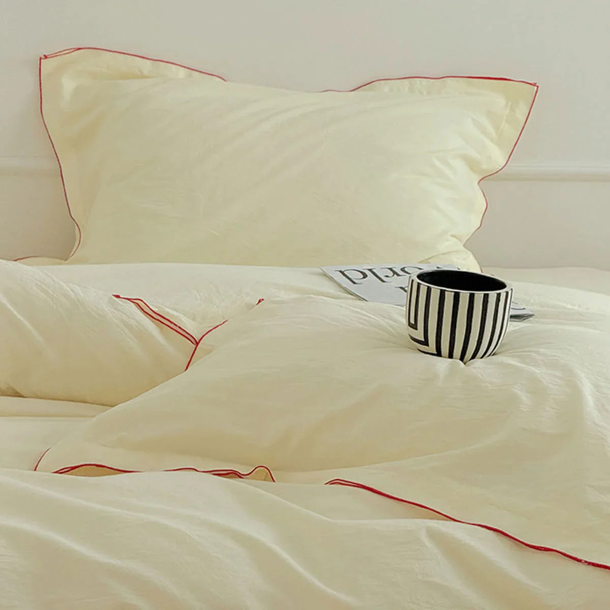 Soft Ruffle Trim Washed Cotton Bedding Set
