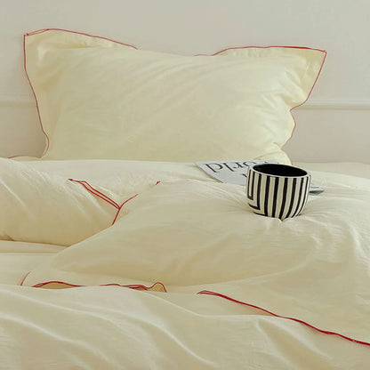 Soft Ruffle Trim Washed Cotton Bedding Set