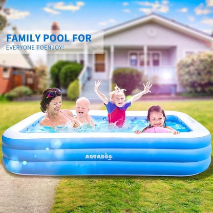 Family Inflatable Swimming Pool, 118" X 72" X 22" Heavy Duty PVC Inflatable Lounge Pool for Baby, Kids, Adults Blow up Kiddie Pool for Outdoor Garden Backyard Full-Sized Inflatable Pools Hot Tubs & Supplies Lawn & Garden Patio Pools Swimming Pools