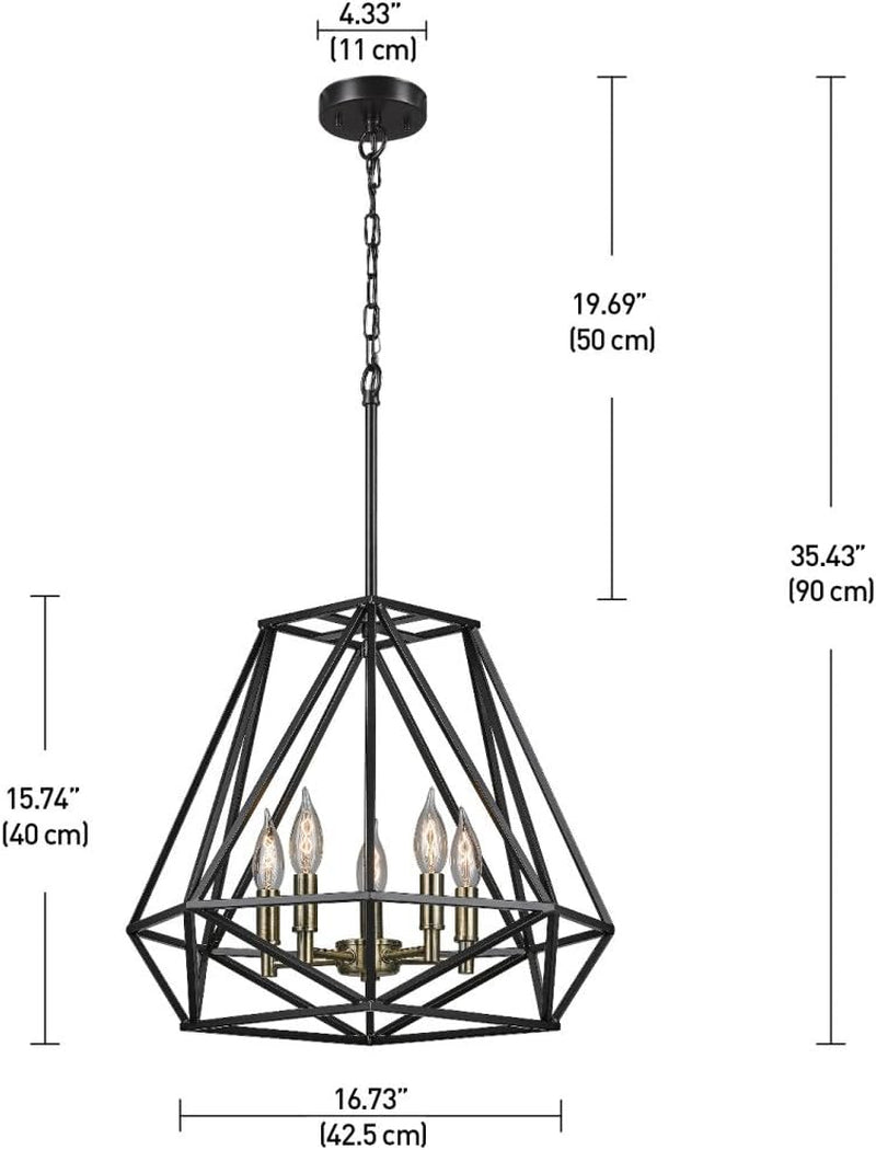 Globe Electric 65435 Sansa Chandeliers, 0, Matte Black, Gold Accent Socket, Bulb Not Included Ceiling Lights Chandeliers Lighting & Ceiling Fans Tools & Home Improvement