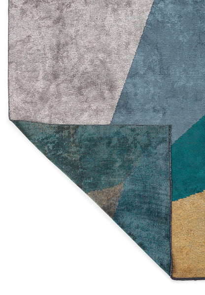 London Light Grey - Petrol Rug