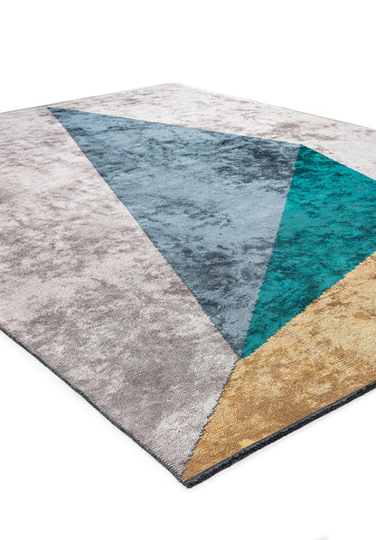 London Light Grey - Petrol Rug