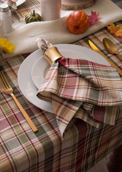 DII Give Thanks Plaid Fall Table Decor, Autumn & Thanksgiving Tabletop Linens, Square Napkin Set, 20X20 Cloth Napkins Home & Kitchen Kitchen & Dining Kitchen & Table Linens