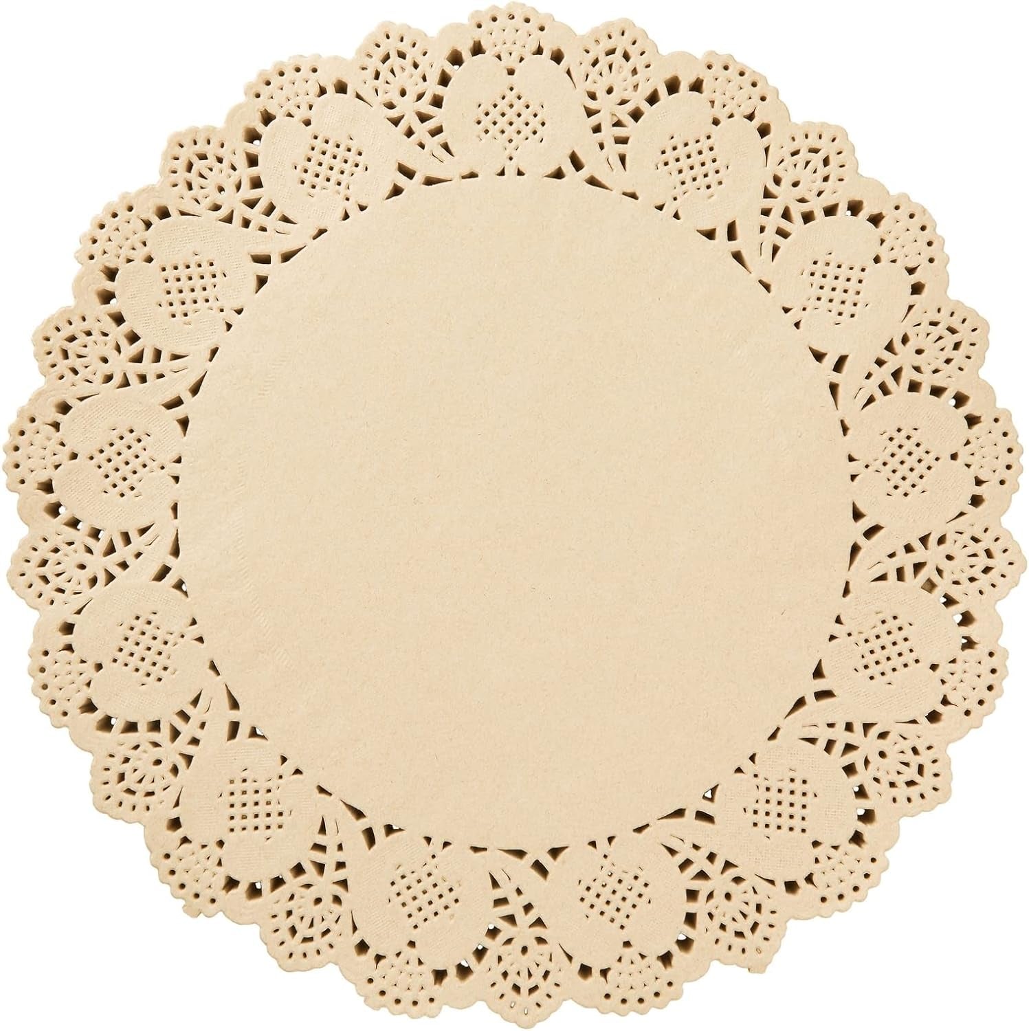 Juvale 250 Pack round Paper Placemats for Cakes, Desserts, Light Brown Doilies for Food, Formal Events (12 In) Disposable Table Covers Doilies Home & Kitchen Kitchen & Dining Kitchen & Table Linens