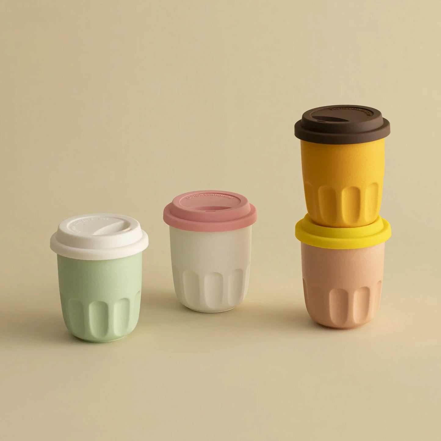 Frosted Grooved Ceramic Reusable Coffee Cup