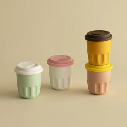 Frosted Grooved Ceramic Reusable Coffee Cup