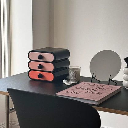 Glossy Wavy Color Block Makeup Organizer