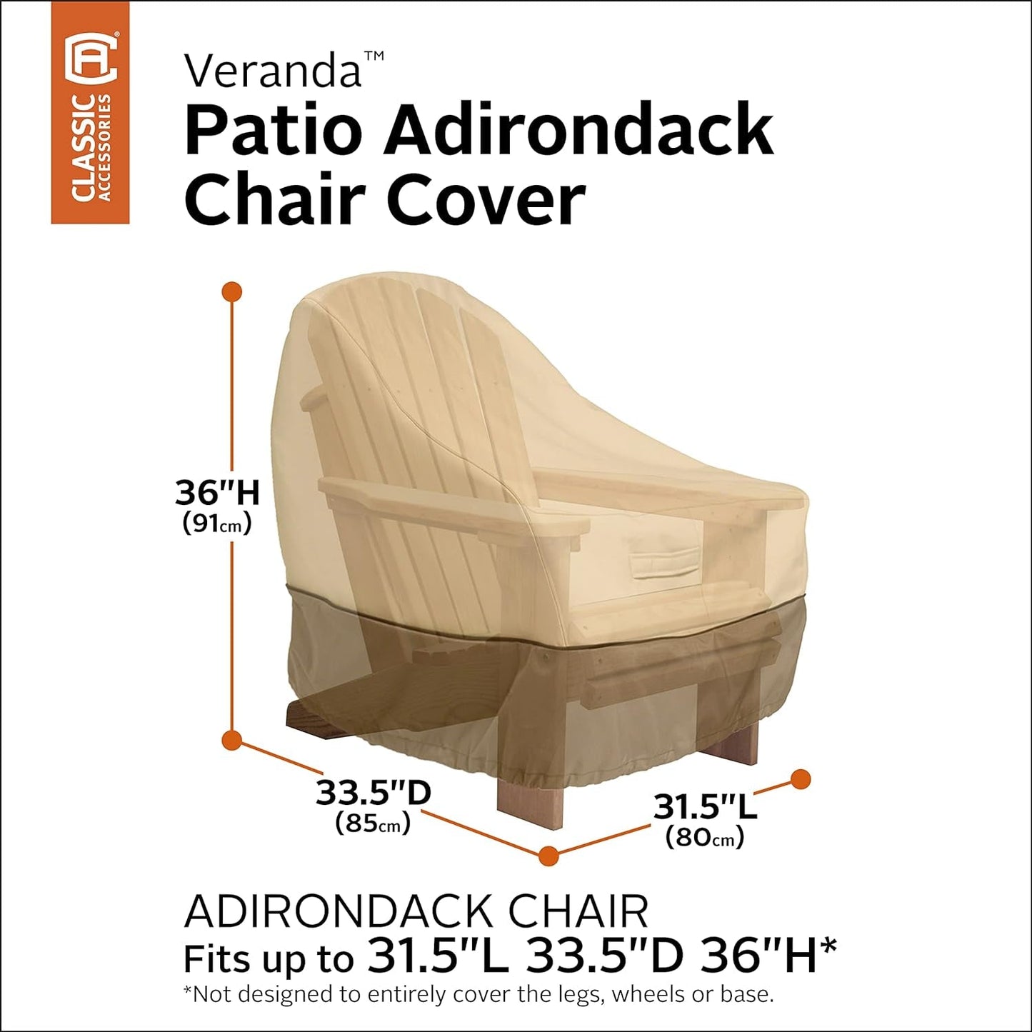 Classic Accessories Veranda Water-Resistant 31.5 Inch Adirondack Chair Cover, 2-Pack Chair Covers Lawn & Garden Patio Patio Furniture & Accessories Patio Furniture Covers