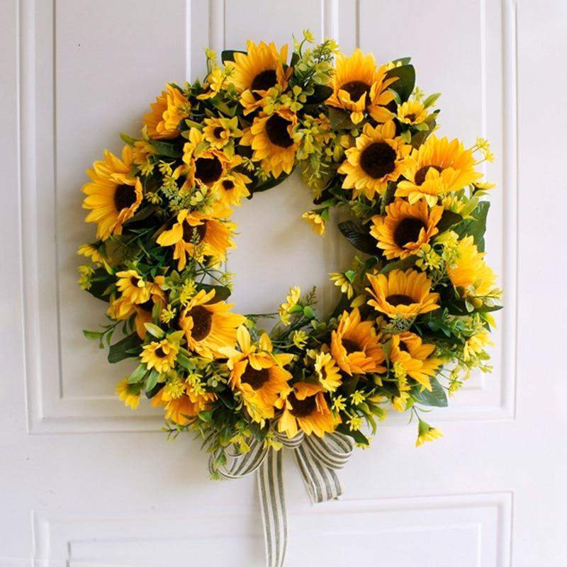 16'' Golden Artificial Sunflower Wreath