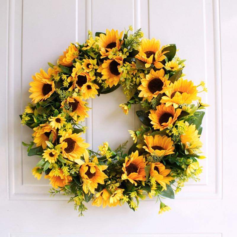 16'' Golden Artificial Sunflower Wreath