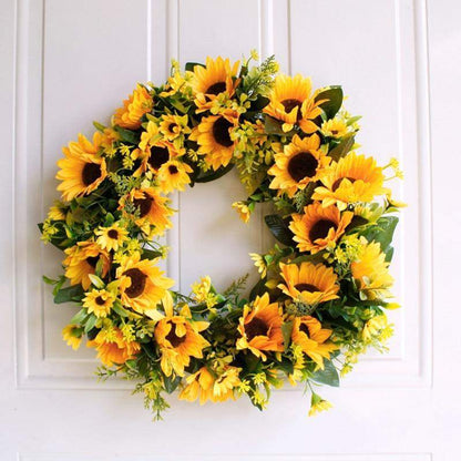 16'' Golden Artificial Sunflower Wreath