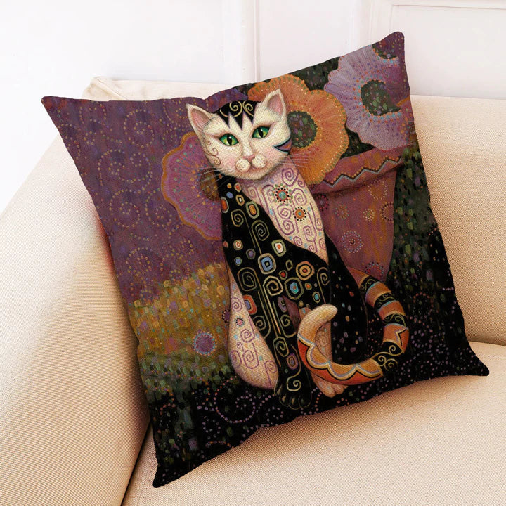 Kitty Oil Painting Cushion Covers