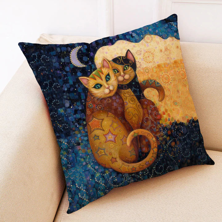 Kitty Oil Painting Cushion Covers