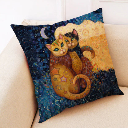 Kitty Oil Painting Cushion Covers