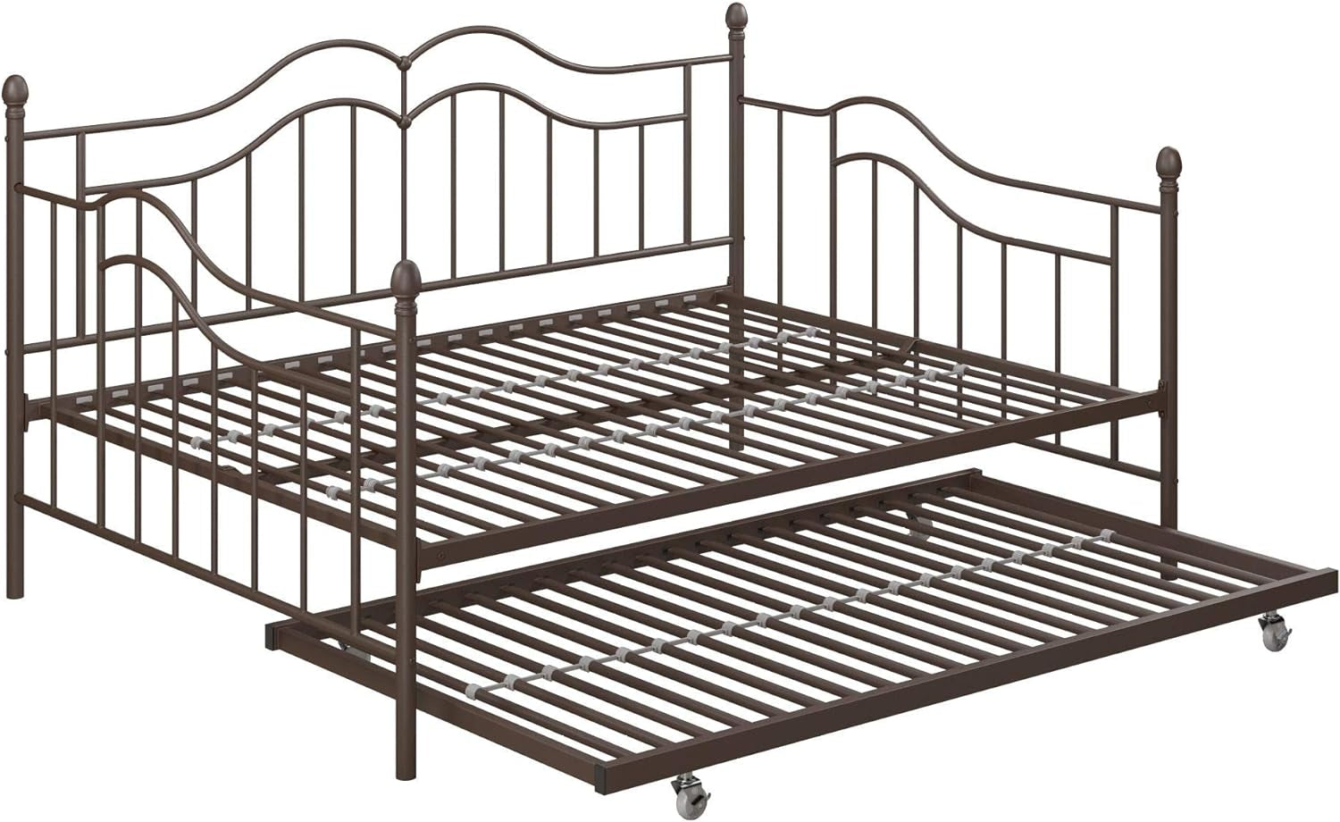 DHP Tokyo Metal Platform Bed with Classic Finial Post Headboard and Footboard, Underbed Storage Space, No Box Spring Needed, King, Bronze Bed Frames Bedroom Furniture Beds Frames & Bases Furniture Home & Kitchen