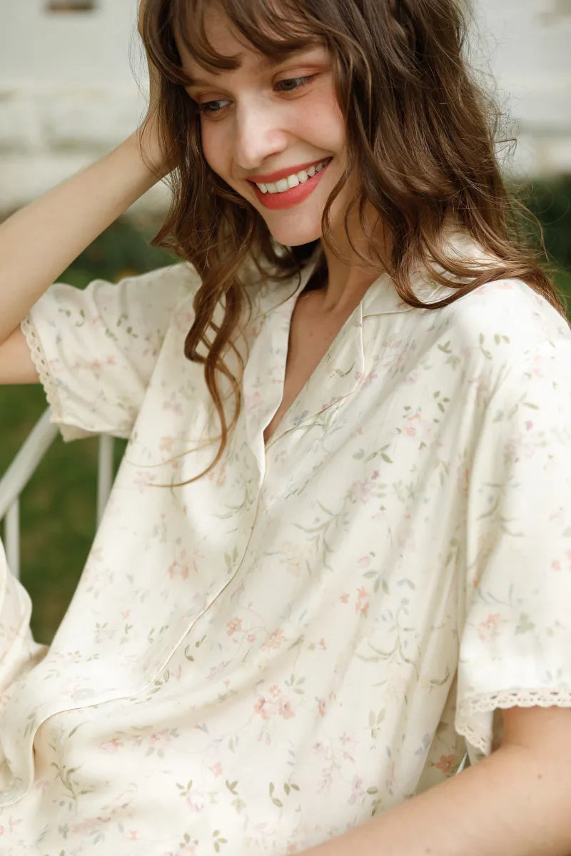 Silky Dainty Floral Cotton Sateen Pajama