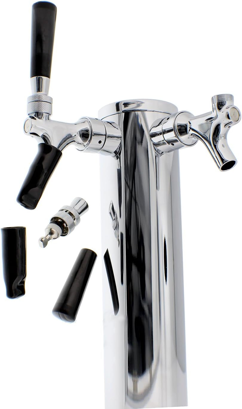 Dual Beer Tower Dispenser - Draft Kegerator Tower Beer Dispenser Kit with 2 Faucet Tap Handles & Caps, Hose, Keg Wrench Beer Brewing Home & Kitchen Home Brewing & Wine Making Kegs & Kegging Kitchen & Dining