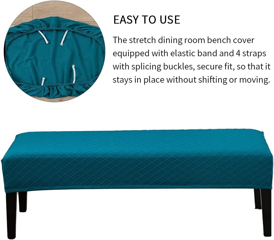 Dining Room Bench Cover,Stretch Jacquard Dining Bench Cover,Spandex Upholstered Bench Seat Slipcovers Soft Rectangle Furniture Protector for Kitchen Dining Bench Seat Protector(Blue) Dining Chair Slipcovers Home & Kitchen Home Décor Products Slipcovers