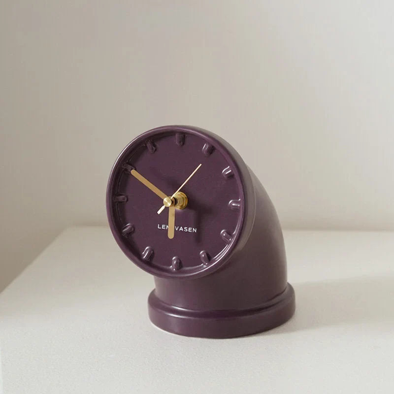 Sculptural Industrial Pipe Ceramic Table Clock