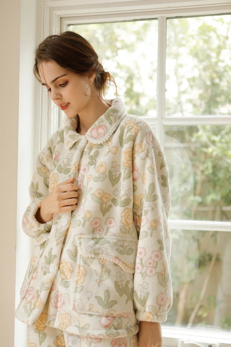 Plush Floral Flannel Fleece Pajama