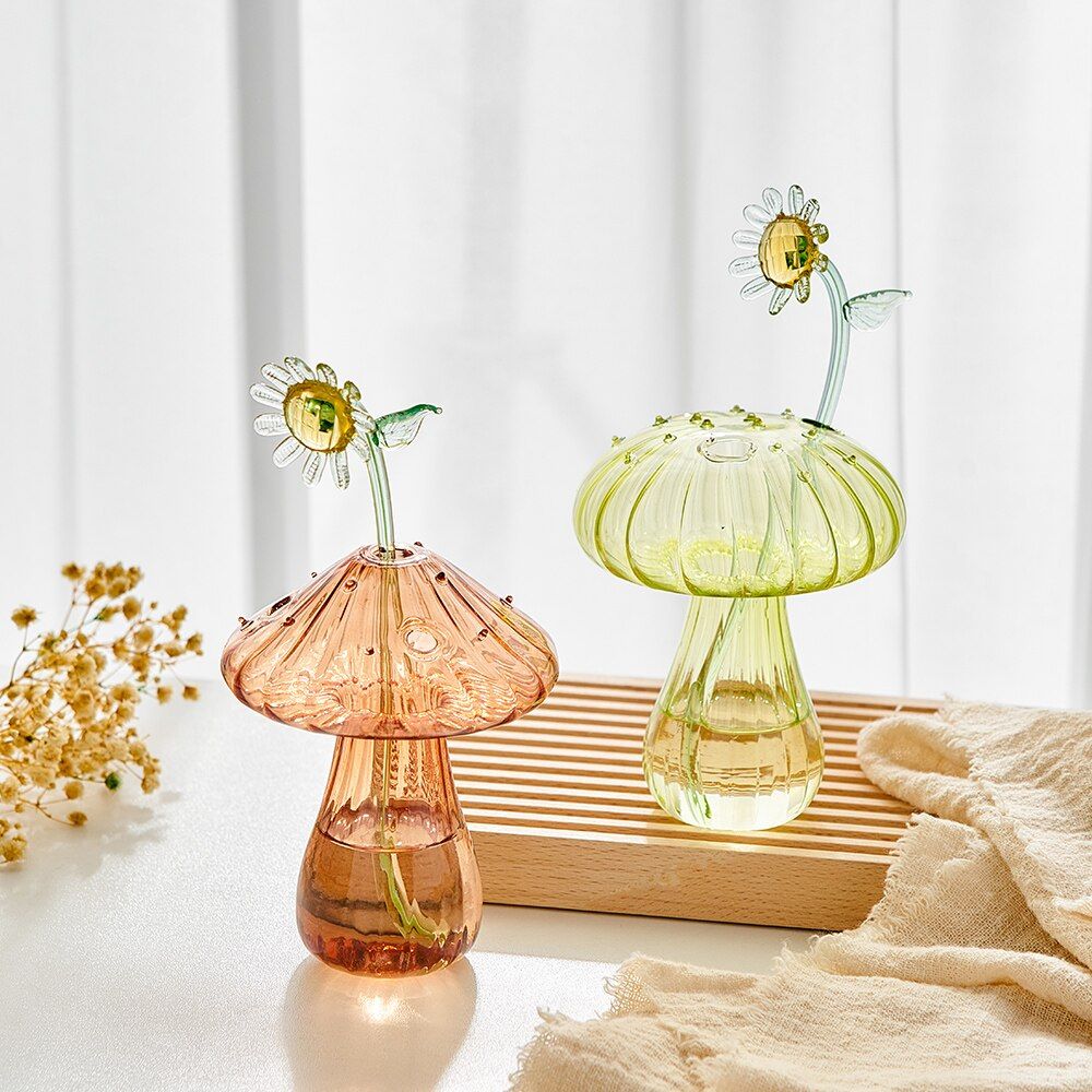 Vibrant Mushroom Glass Vases