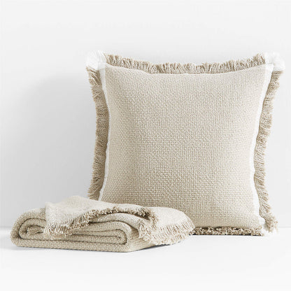 Weekend Arctic Ivory Organic Cotton 23"x23" Throw Pillow Cover