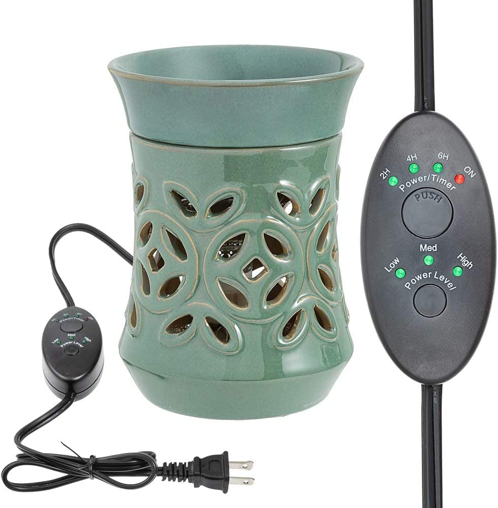 Dark Sage Ceramic Candle Warmer Electric with Safety Timer | Automatic Plug in Fragrance Warmer for Scented Wax Melts, Cubes, Tarts | Air Freshener Set for Home Décor, Office, and Gifts Home & Kitchen Home Décor Products Home Fragrance Home Fragrance Accessories