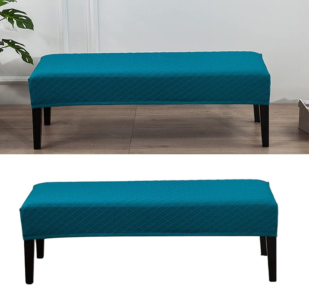 Dining Room Bench Cover,Stretch Jacquard Dining Bench Cover,Spandex Upholstered Bench Seat Slipcovers Soft Rectangle Furniture Protector for Kitchen Dining Bench Seat Protector(Blue) Dining Chair Slipcovers Home & Kitchen Home Décor Products Slipcovers