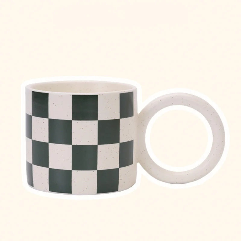 Chunky Checkered Ceramic Mug