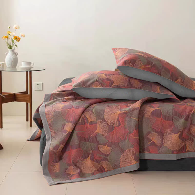 Cotton Gauze Ginkgo Leaf Bedding Set(3PCS)