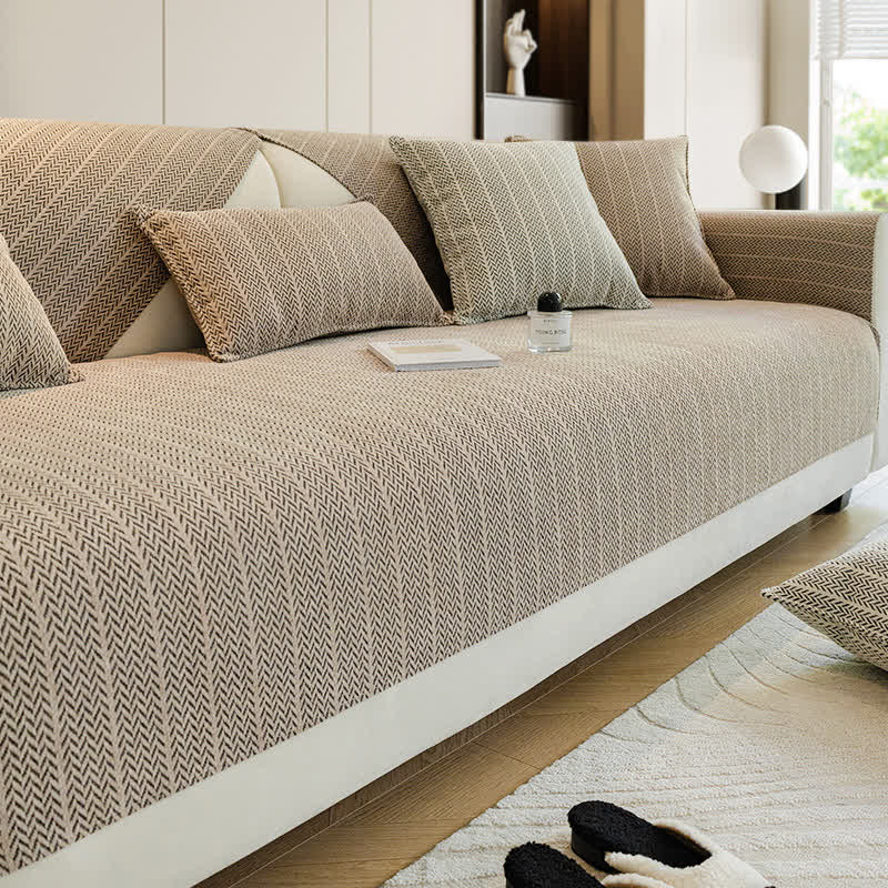 Solid Color Chenille Herringbone Pillow Cover