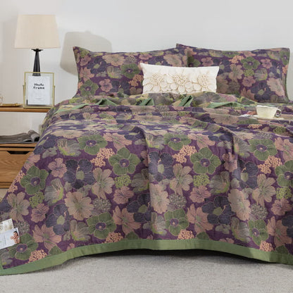 Blossom Floral Cotton Gauze Reversible Quilt