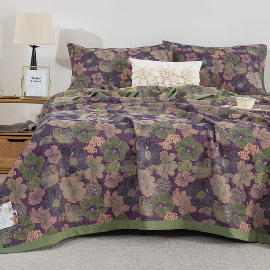 Blossom Floral Cotton Gauze Reversible Quilt