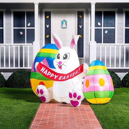 Joiedomi 6 FT Easter Inflatable Bunny & Eggs, Blow up Easter Decoration with Build-In LED Lights for Easter Party, Indoor, Outdoor, Yard, Garden, Lawn Décor Inflatable Yard Decorations Lawn & Garden Outdoor Décor Outdoor Holiday Decorations Patio