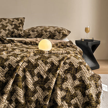 Retro Velvet Windmill Sofa Throw Blanket