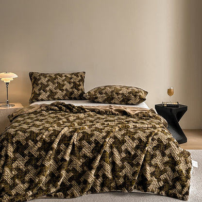 Retro Velvet Windmill Sofa Throw Blanket