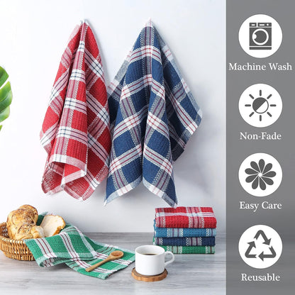 Kitchen Towels, 8-Piece Set of Four Colors, 16" × 26", 100% Cotton Reusable Dish Towels, Soft and Ultra Absorbent Washcloths Rags, Remove Oil Dish Cloths & Dish Towels Home & Kitchen Kitchen & Dining Kitchen & Table Linens