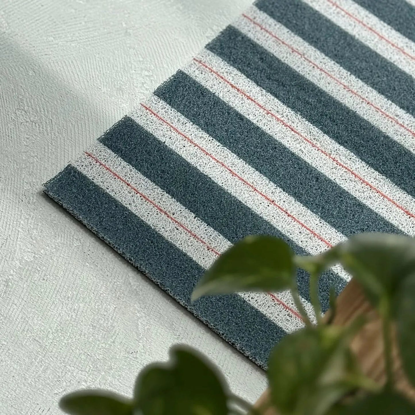 Textured Pinstripe PVC Coil Accent Rug