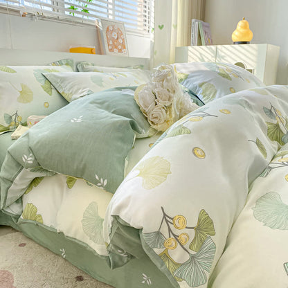 Ginkgo Leaf Cotton Duvet Cover Bedding Set
