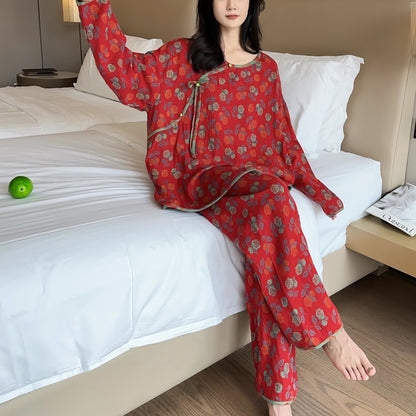 Plus Size Rose Cotton Pajama Set