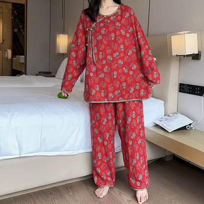 Plus Size Rose Cotton Pajama Set