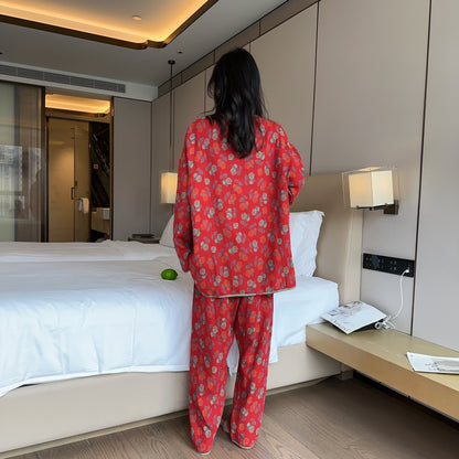 Plus Size Rose Cotton Pajama Set