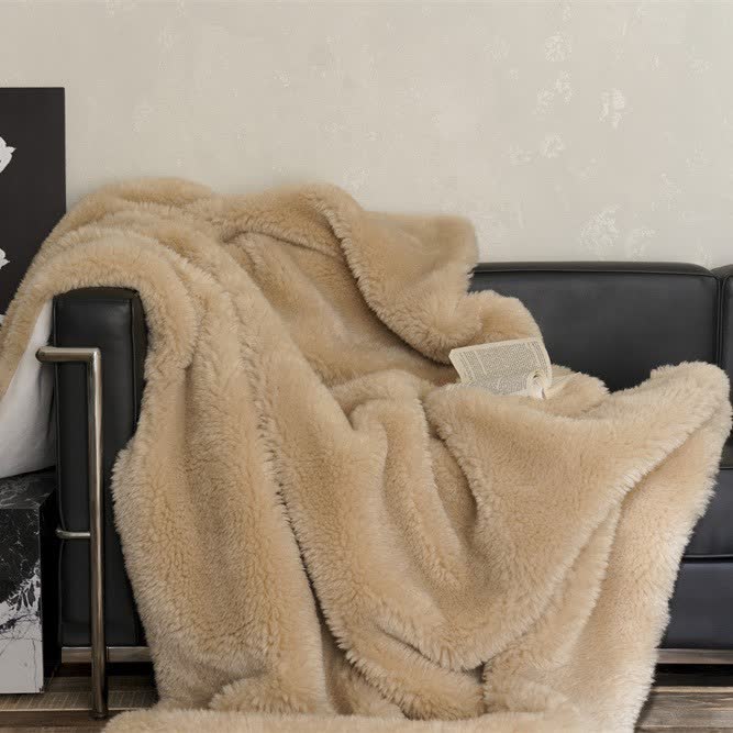 Khaki Double-sided Fleece Throw Blanket