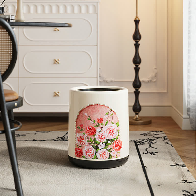 Elegant Rose Double Layer Durable Trash Bin