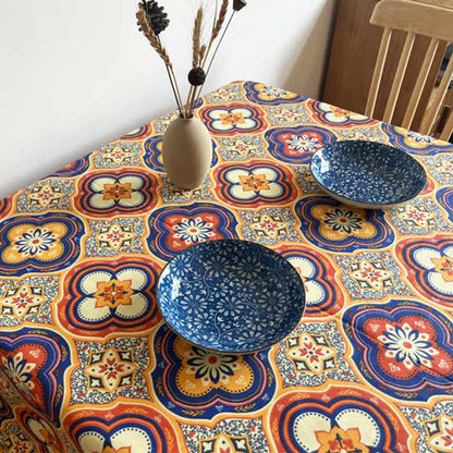 Vintage Boho Floral Pattern Tablecloth