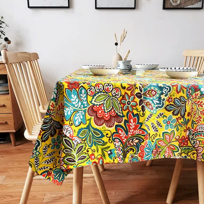 Vintage Boho Floral Pattern Tablecloth
